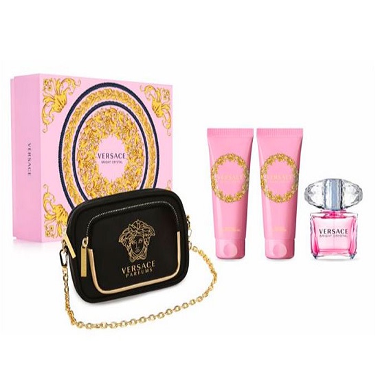ESTUCHE VERSACE BRIGHT CRYSTAL MUJER 4PZS 90ML EDP + GEL DE BAÑO + CREMA + COSMETIQUERA