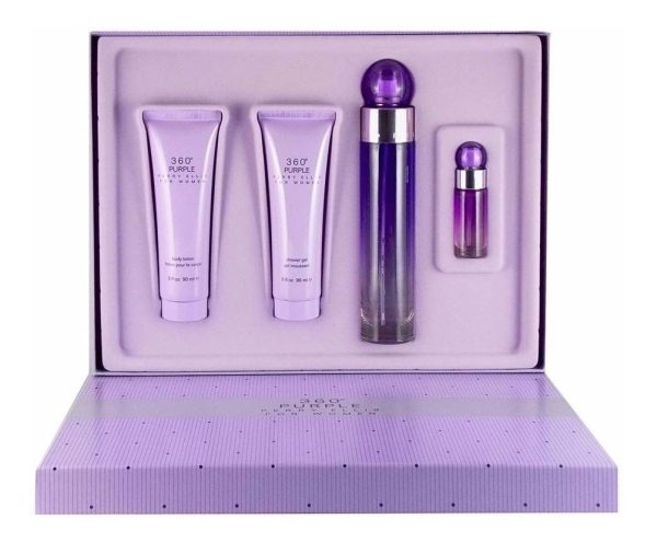 estuche-360-purple.jpg ESTUCHE PERRY ELLIS 360 PURPLE MUJER 4PZS 100ML EDP + 7.5ML EDP + CREMA + DESODORANTE - Image 1